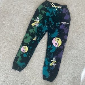 NWT- Bananas Monkey- SOLD OUT!! - Large- Black TieDye Sweatpants